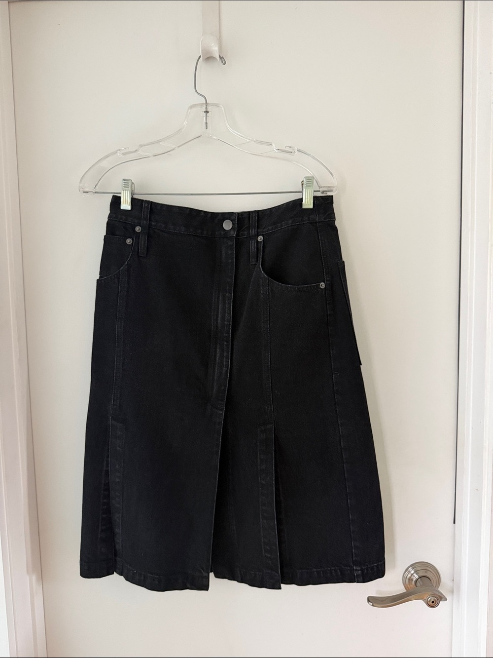 Tibi Black Denim Paneled Skirt
